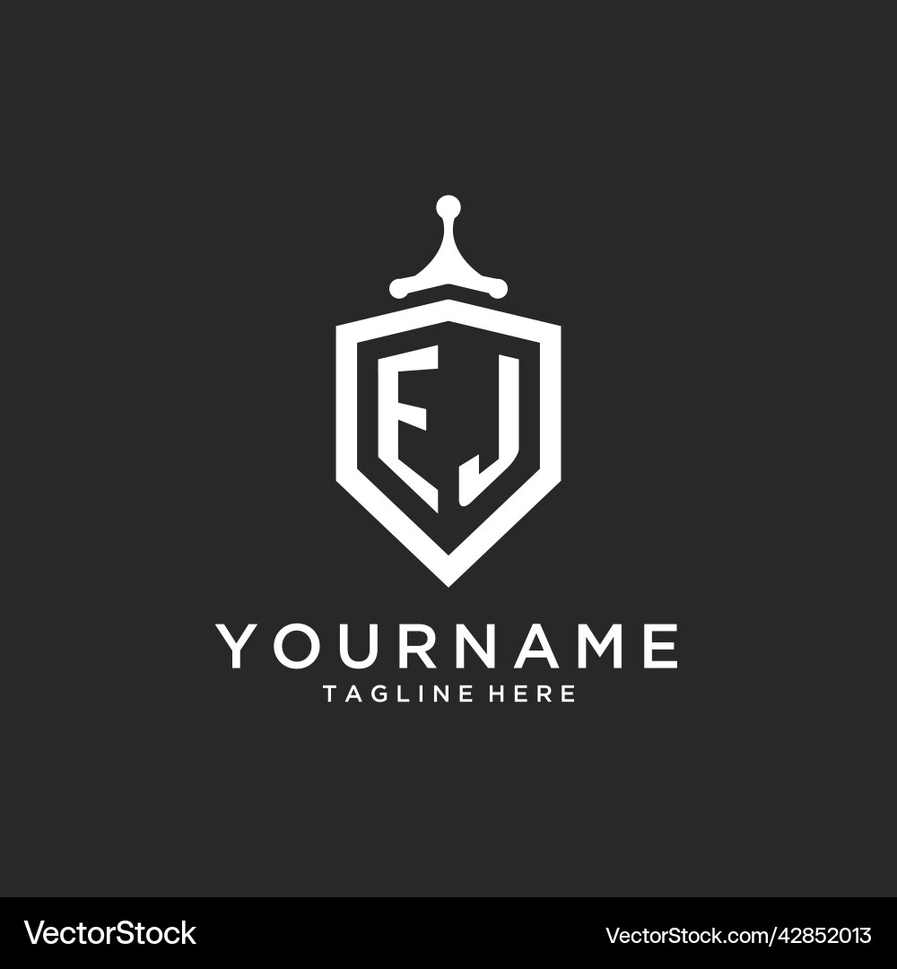Ej monogram logo initial with shield guard shape Ej monogram logo initial with shield guard shape Vector Image