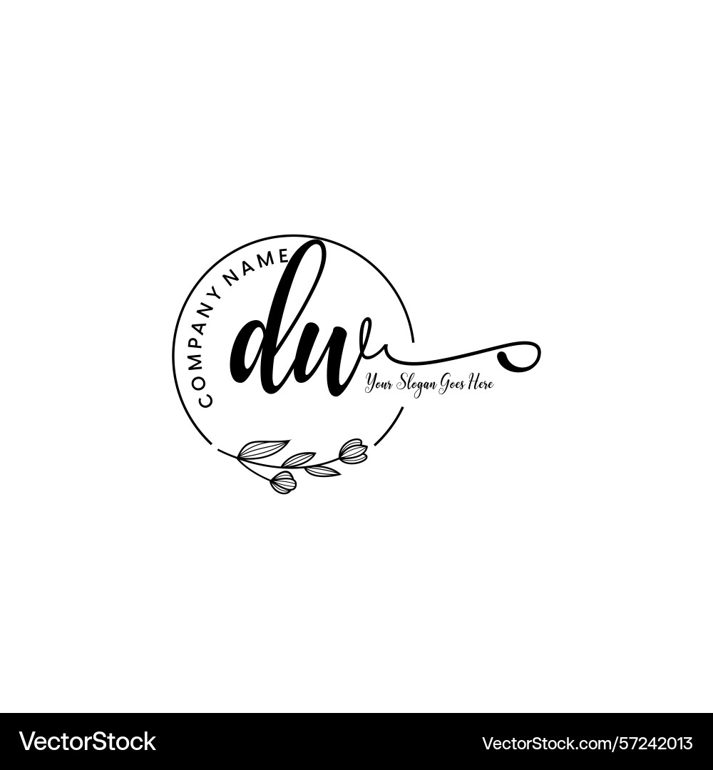 Elegant dw initial logo design with botanical Vector Image