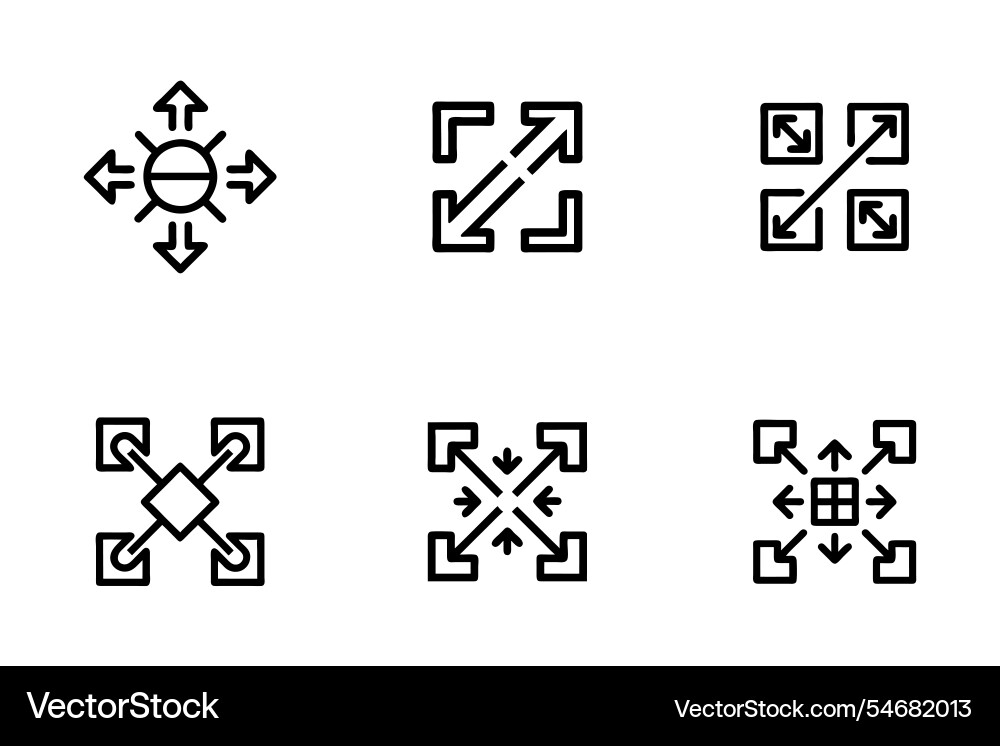 Expand icon bundle set in creative style Expand icon bundle set in creative style vector image