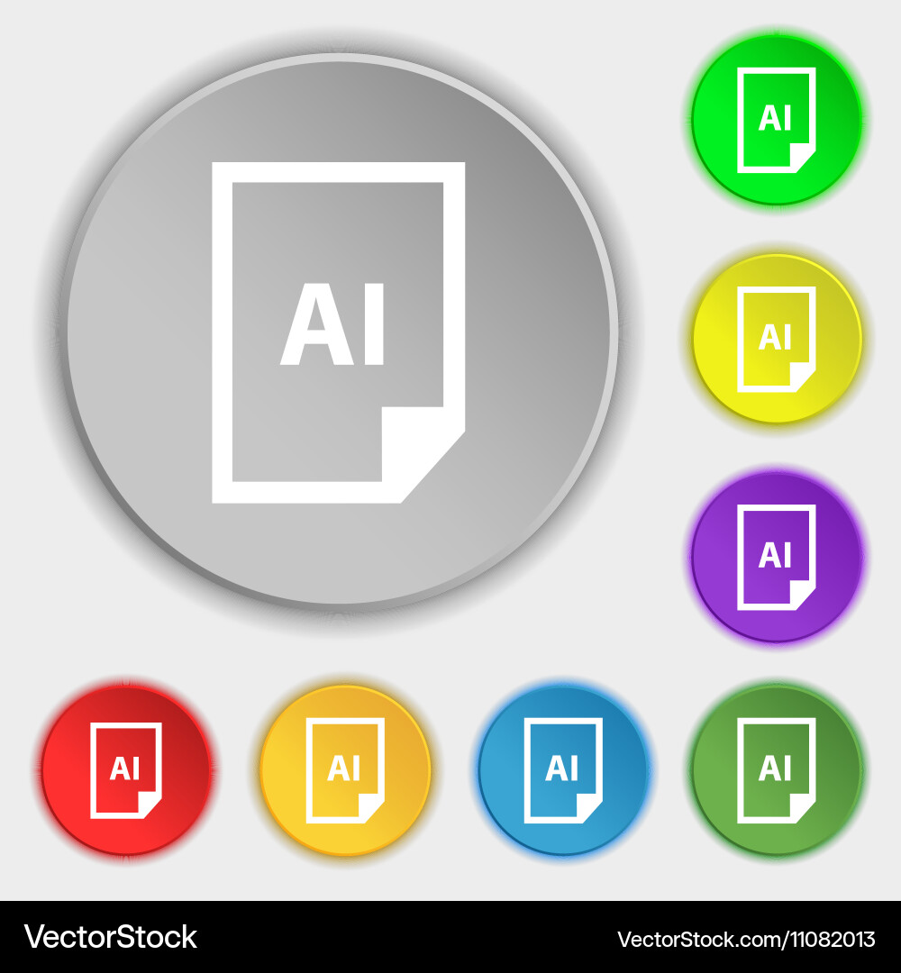 File ai icon sign symbol on eight flat buttons Vector Image
