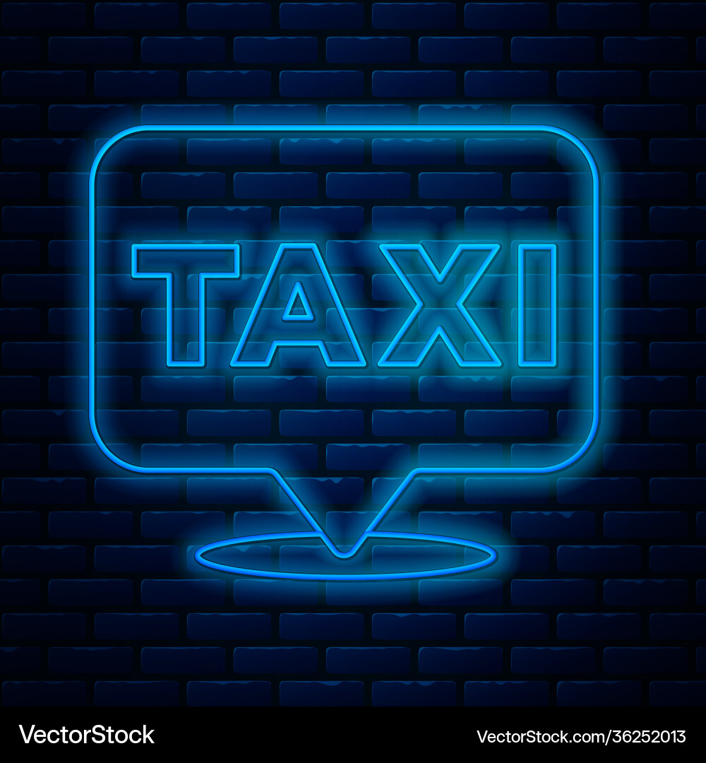 Glowing neon line map pointer with taxi icon Glowing neon line map pointer with taxi icon vector image