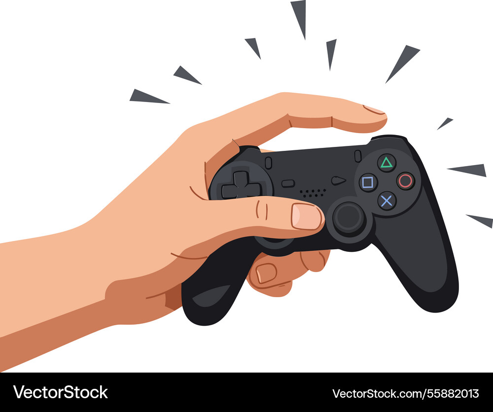 Hand holding a black game controller Royalty Free Vector