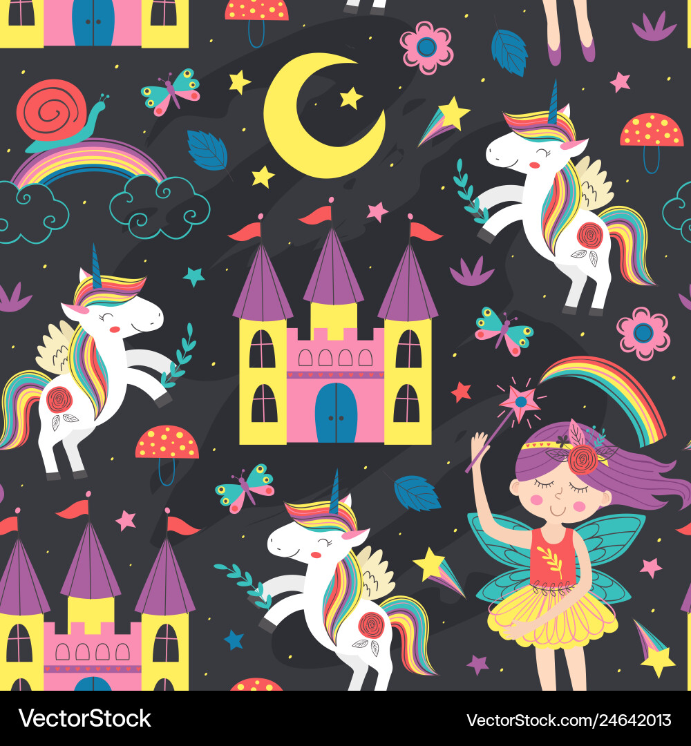 Magical Fairy Seamless Pattern vector image