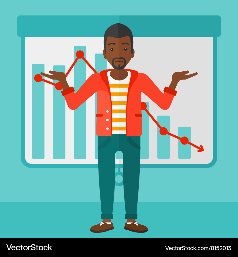 Man with decreasing chart vector image