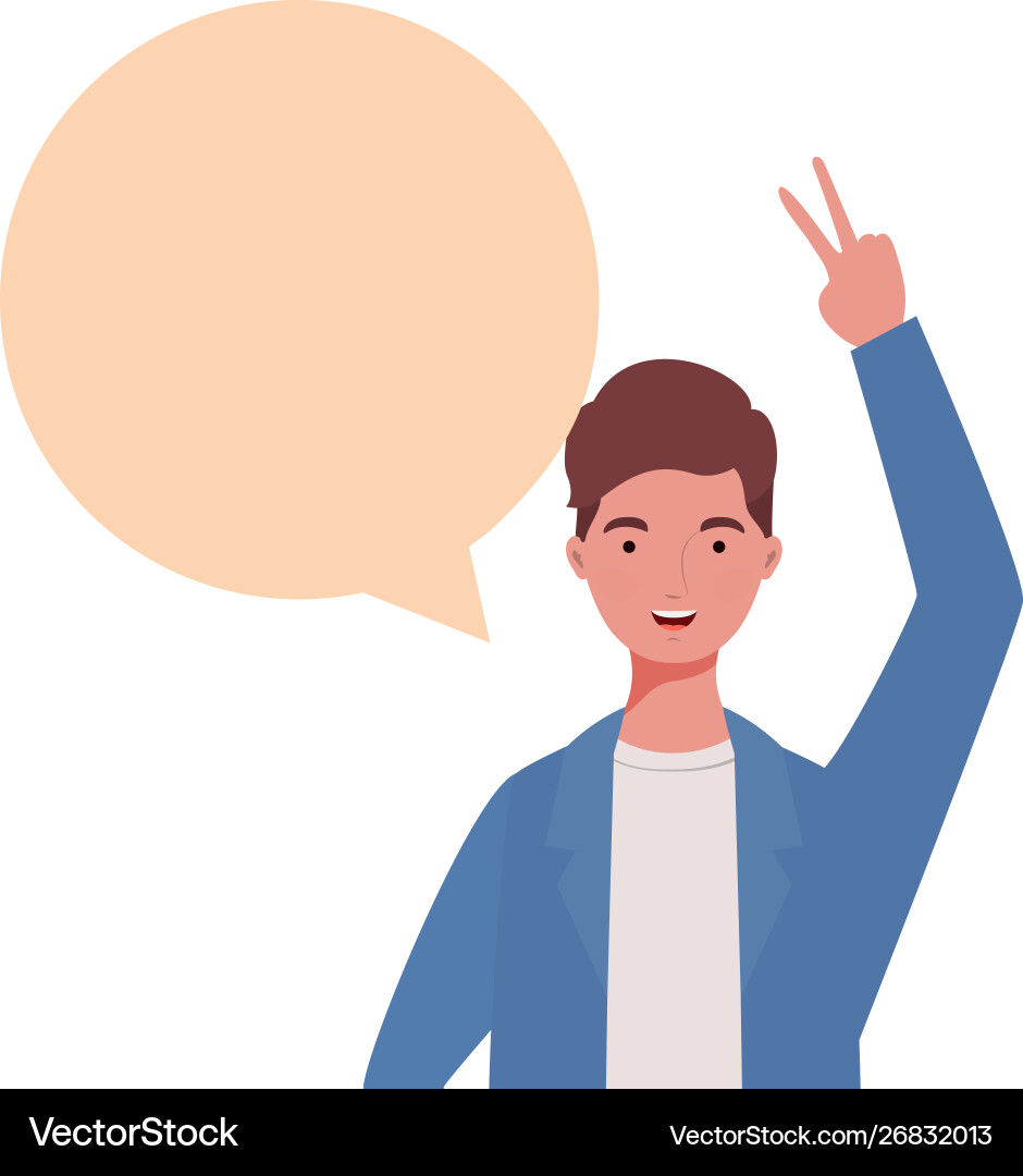 Man with speech bubble avatar character Man with speech bubble avatar character Vector Image