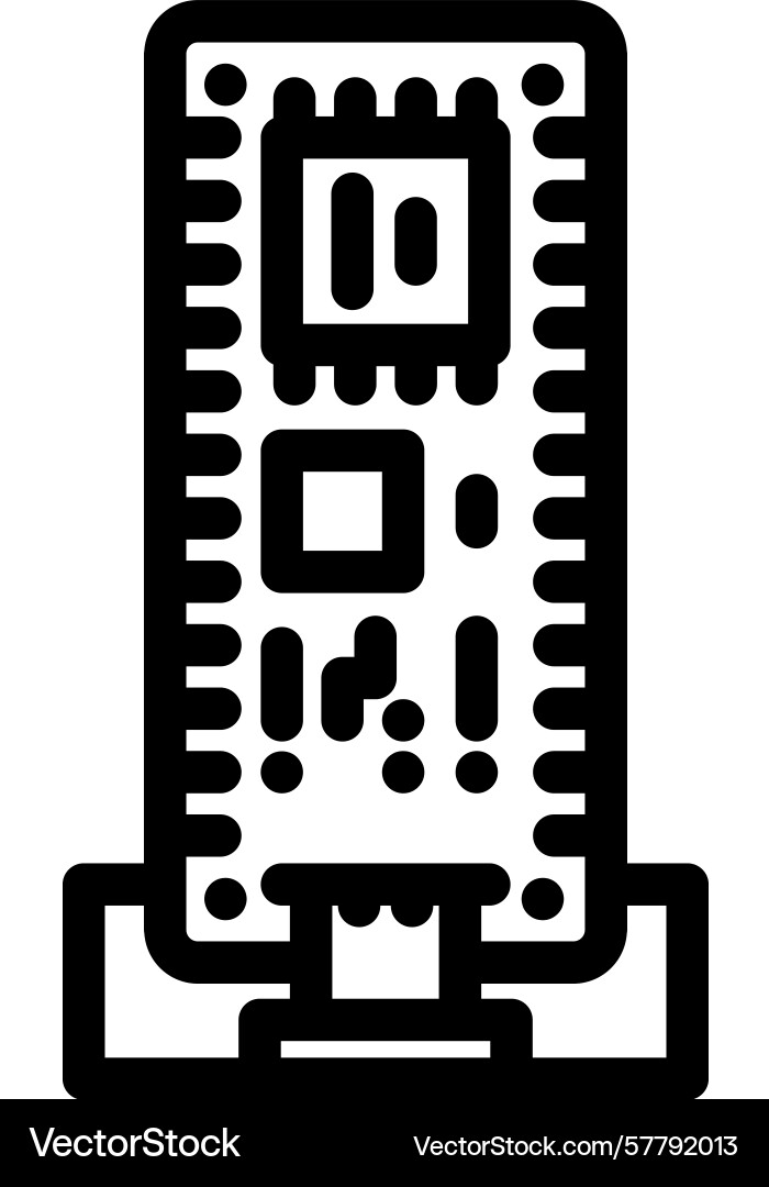 Microcontroller connected board line icon Vector Image