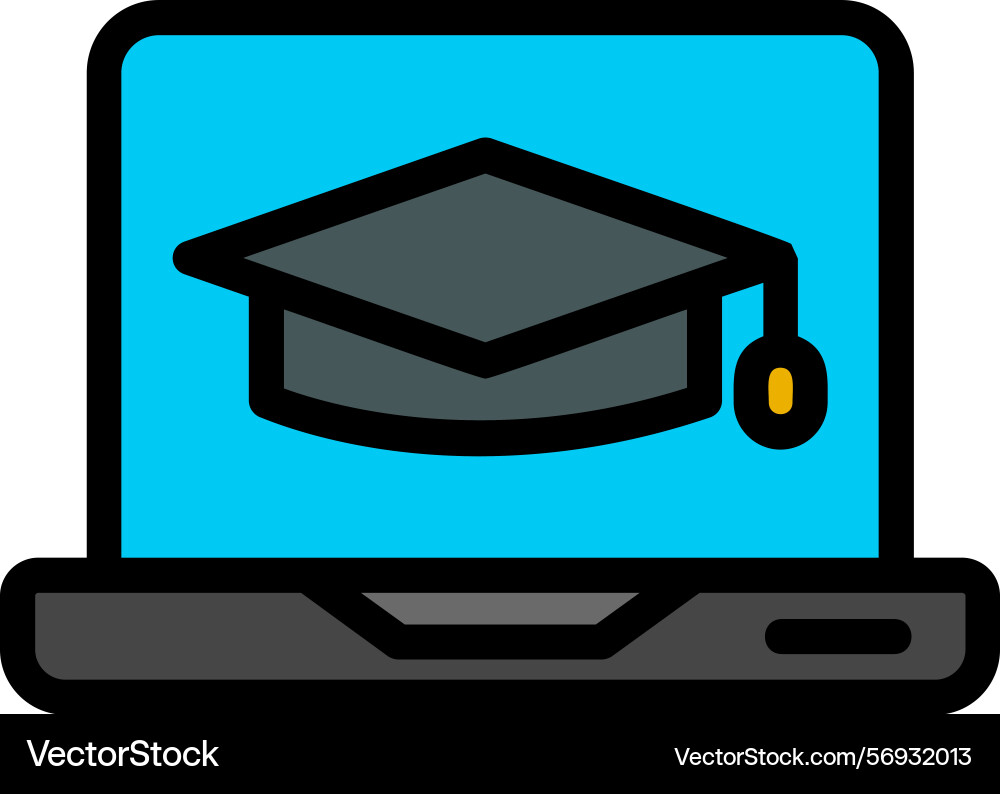 Online learning line filled style icon design Vector Image