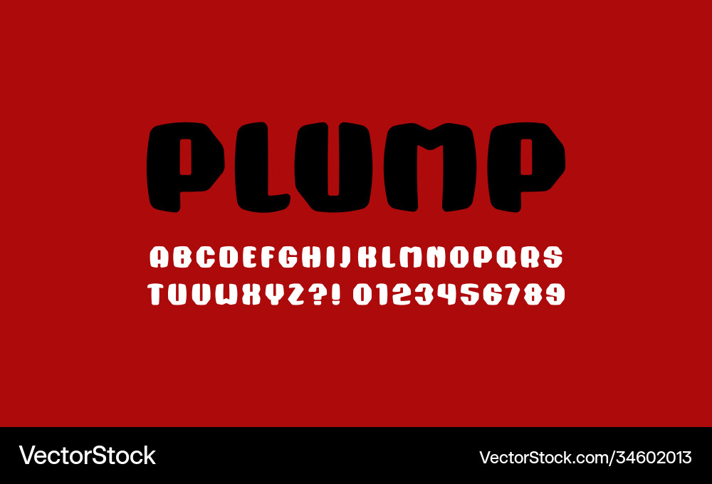 Plump sans serif font with rounded corners Plump sans serif font with rounded corners vector image