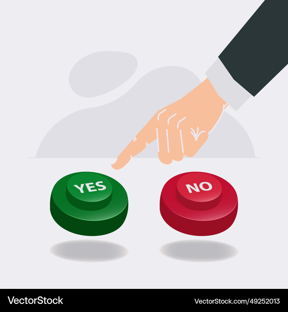 Pointing hand select yes button design vector image