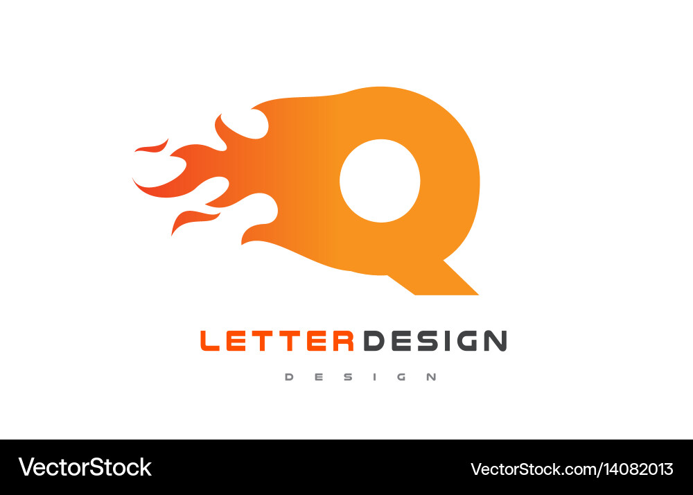Q Flame Letter Logo - Fire Style Vector Image