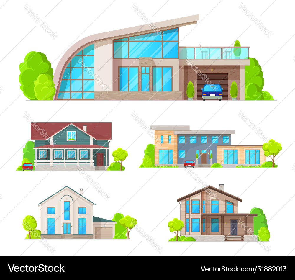 Real estate building cottage house villa icons Real estate building cottage house villa icons vector image