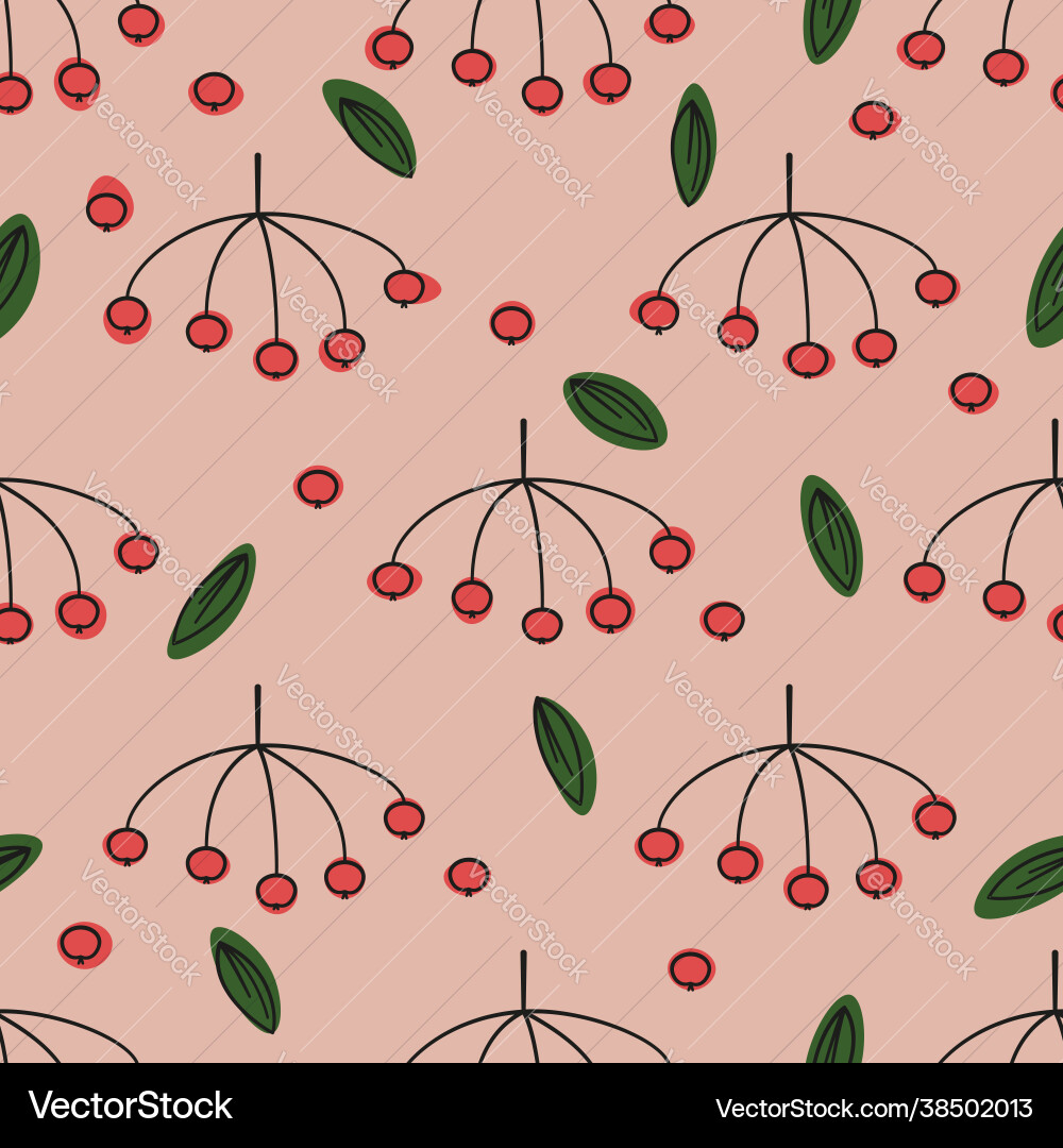 Seamless red cranberry pattern background vector image