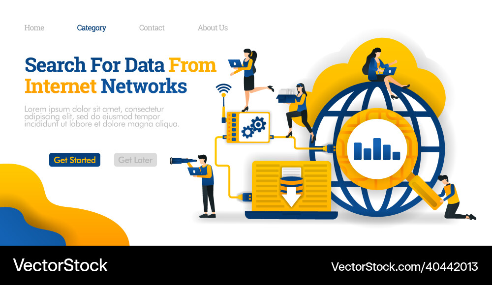 Search for data from internet network analyze vector image