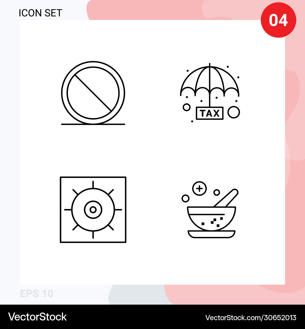 Set 4 filledline flat colors on grid for block Vector Image