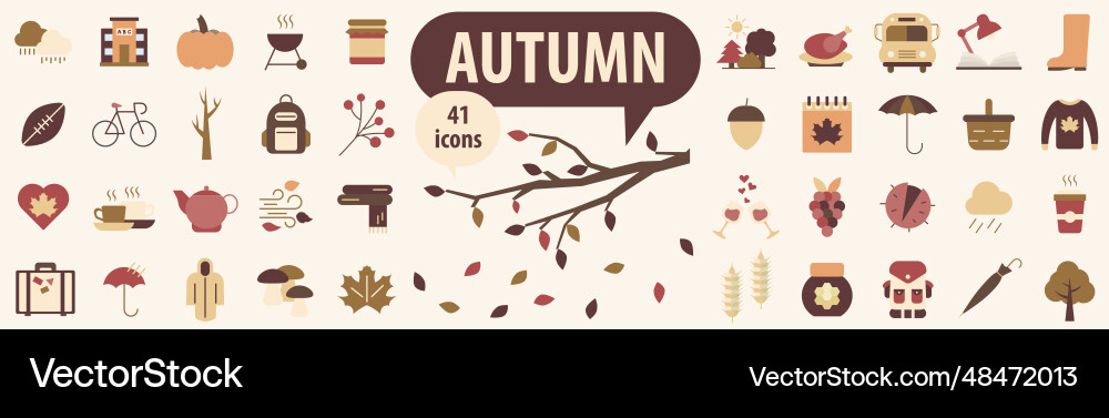 Set of autumn color icons time Vector Image