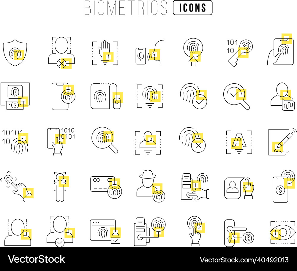 Set of linear icons biometrics Set of linear icons biometrics vector image