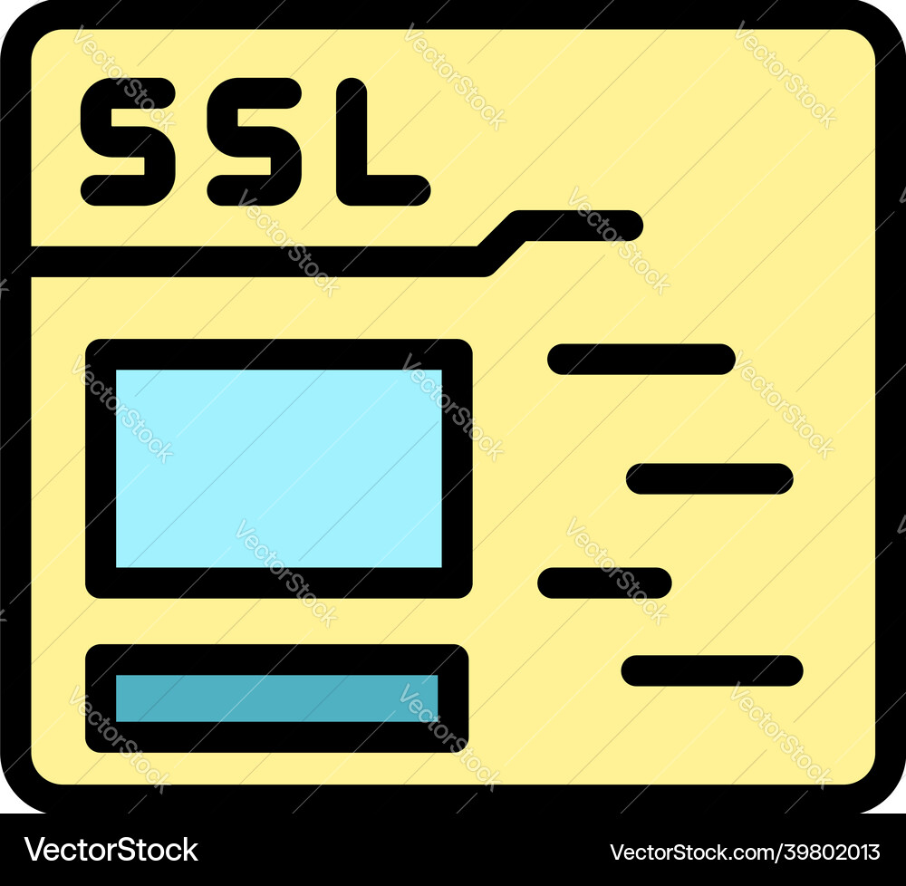 Ssl protect icon color outline Ssl protect icon color outline vector image
