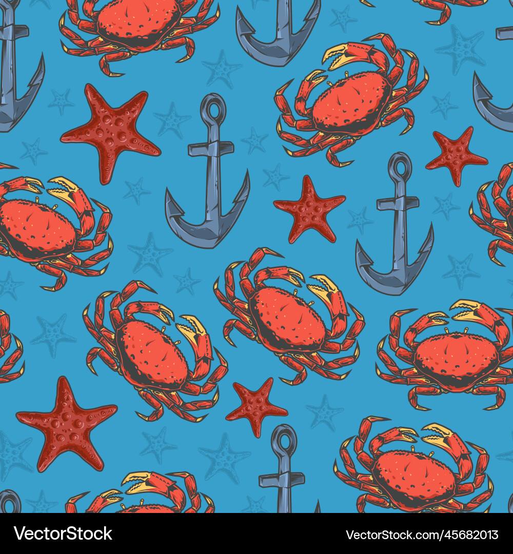 Underwater crabs pattern seamless colorful vector image