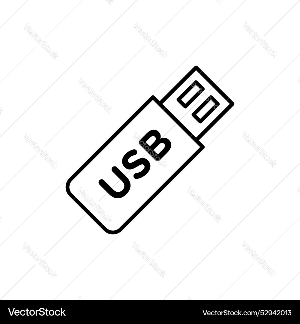 Usb pendrive icon set data transfer computer vector image