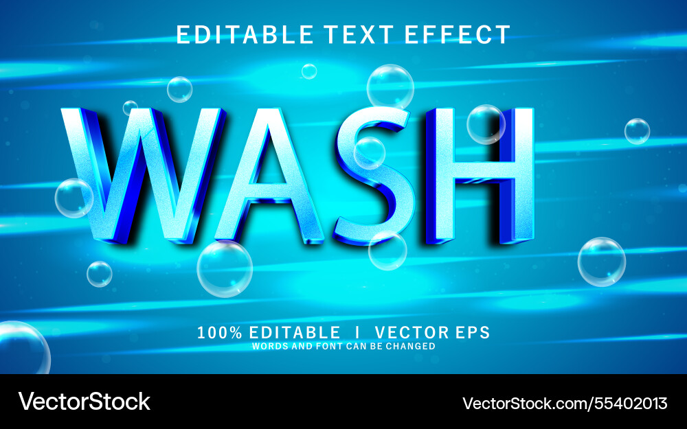 Wash text effect with modern style design Wash text effect with modern style design vector image