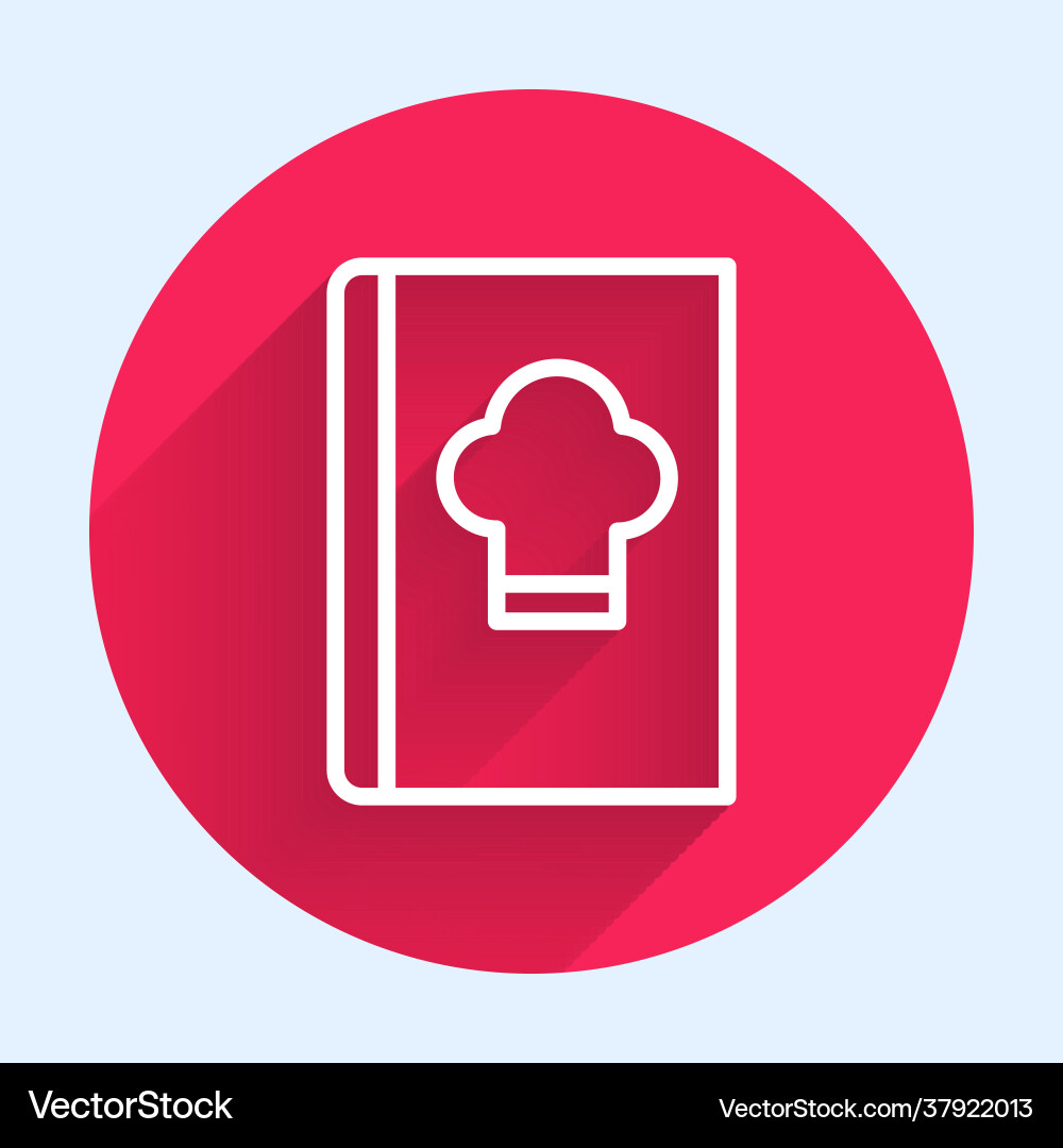 White line cookbook icon isolated with long shadow White line cookbook icon isolated with long shadow Vector Image