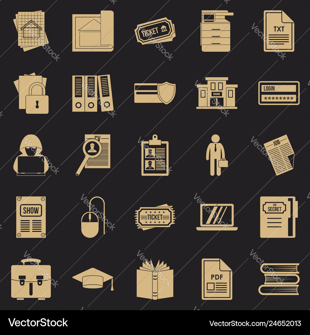 Writing icons set simple style Vector Image