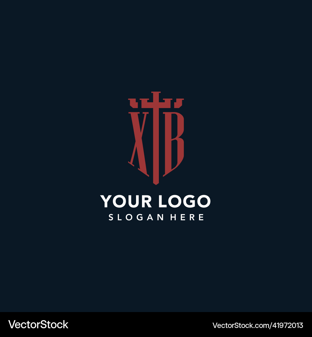 Xb initial monogram logos with sword and shield Vector Image