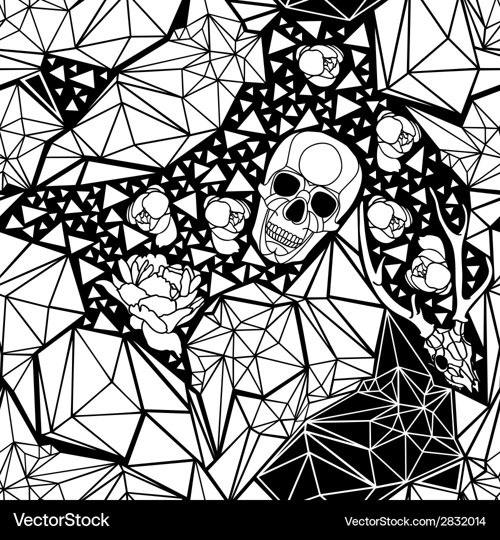 Abstract Skull Seamless Pattern vector image