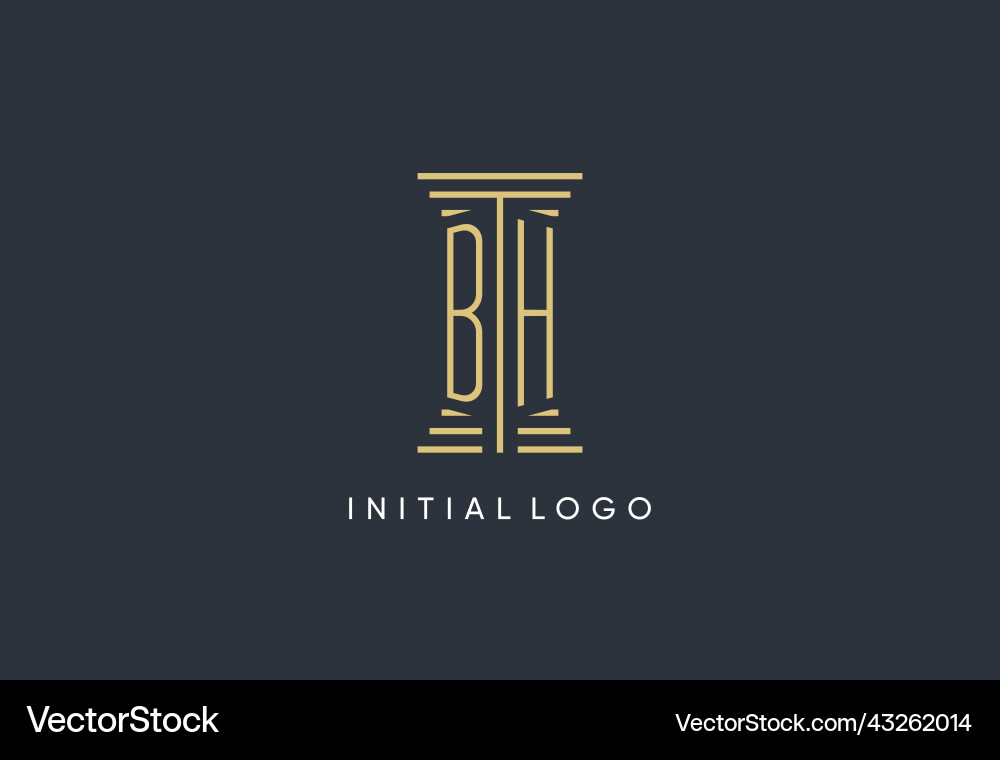 Bh initial monogram with pillar shape logo design Vector Image