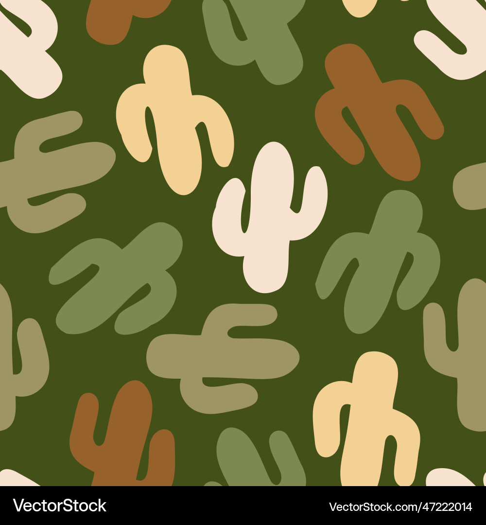 Boho pattern with cactus in muted earthy tones Boho pattern with cactus in muted earthy tones vector image