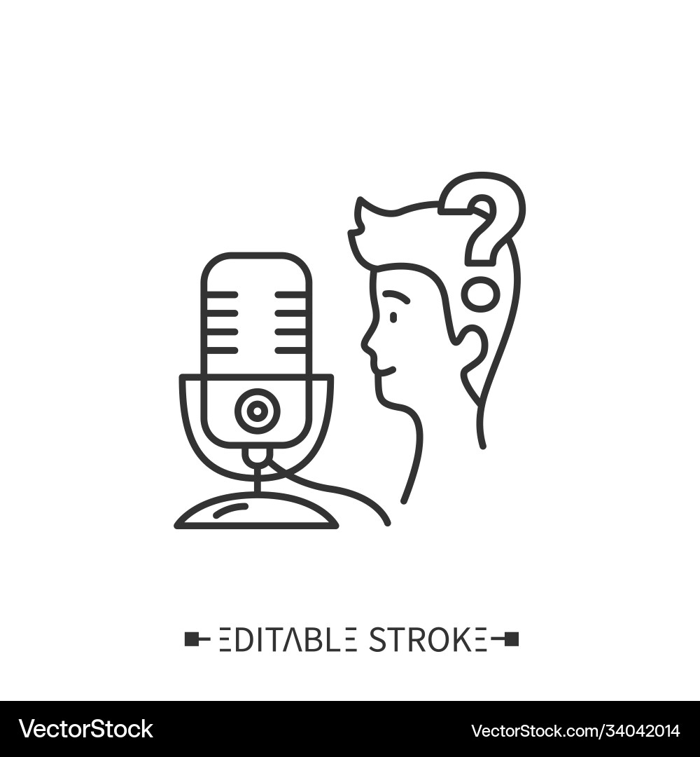 Broadcasting skills line icon contact to listener Vector Image