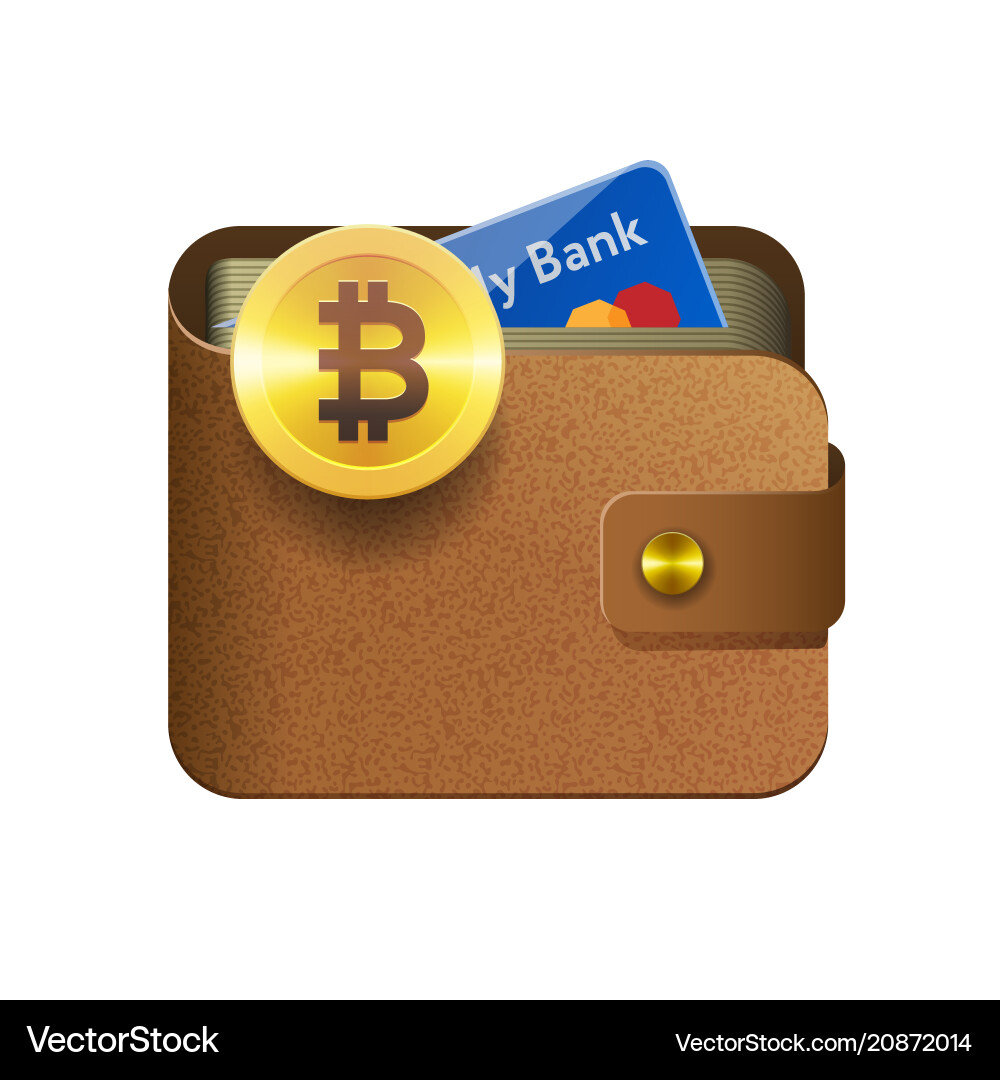 Brown bitcoin wallet icon with coin credit card – Royalty-Free Vector |  VectorStock
