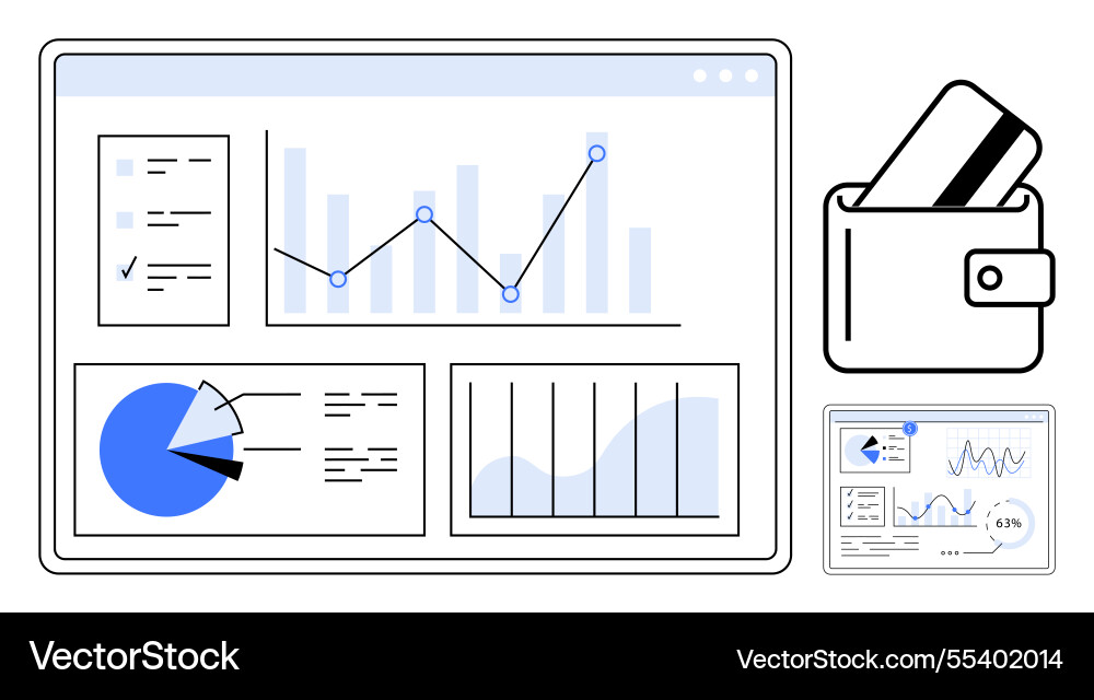 Business analytics dashboard with charts Business analytics dashboard with charts vector image
