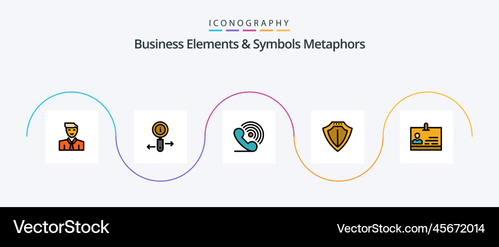Business elements and symbols metaphors line vector image