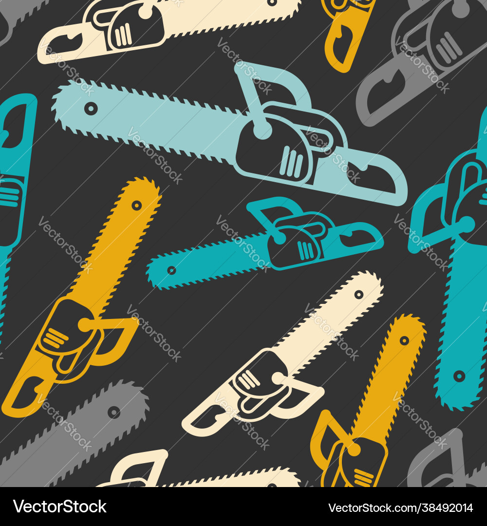 Chainsaw pattern seamless lumberjack tool Vector Image