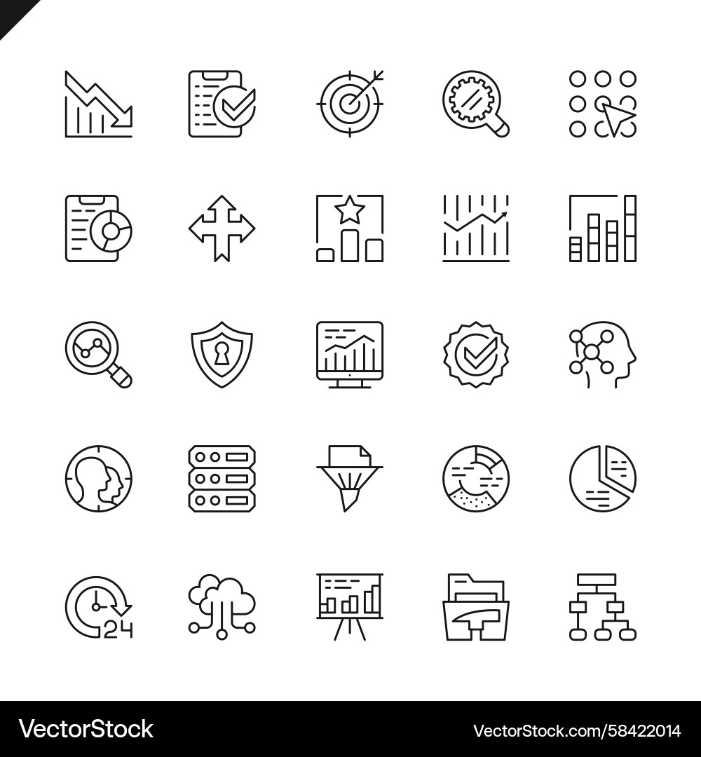 Data Analytics Icons - Line Style Vector Image