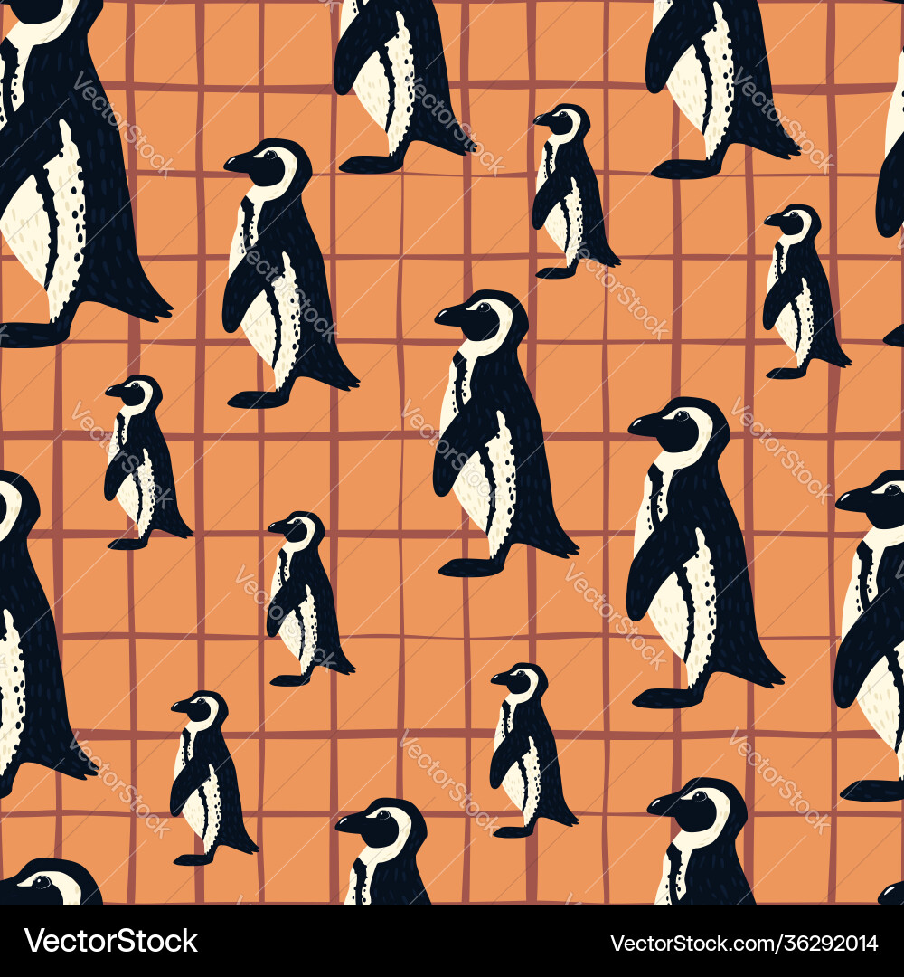 Decorative seamless pattern with random penguin Decorative seamless pattern with random penguin vector image