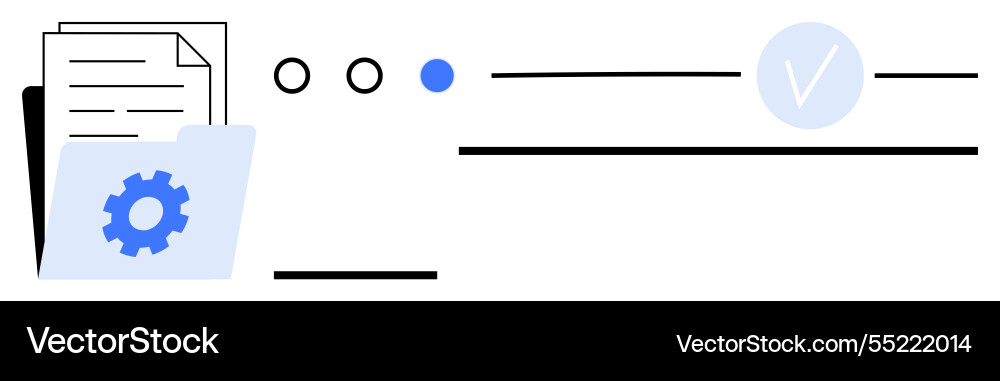 Documents in folder with gear icon and progress Documents in folder with gear icon and progress vector image