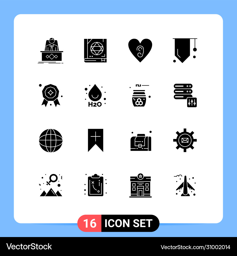 Editable line pack 16 simple solid glyphs Vector Image