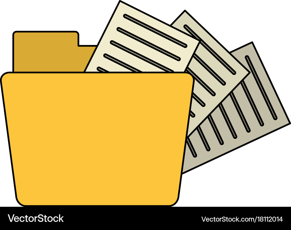 File folder with documents coming out icon image vector image
