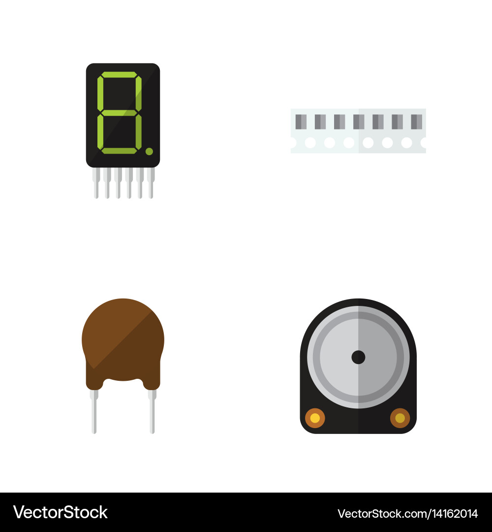 Flat device set of display hdd triode and other vector image