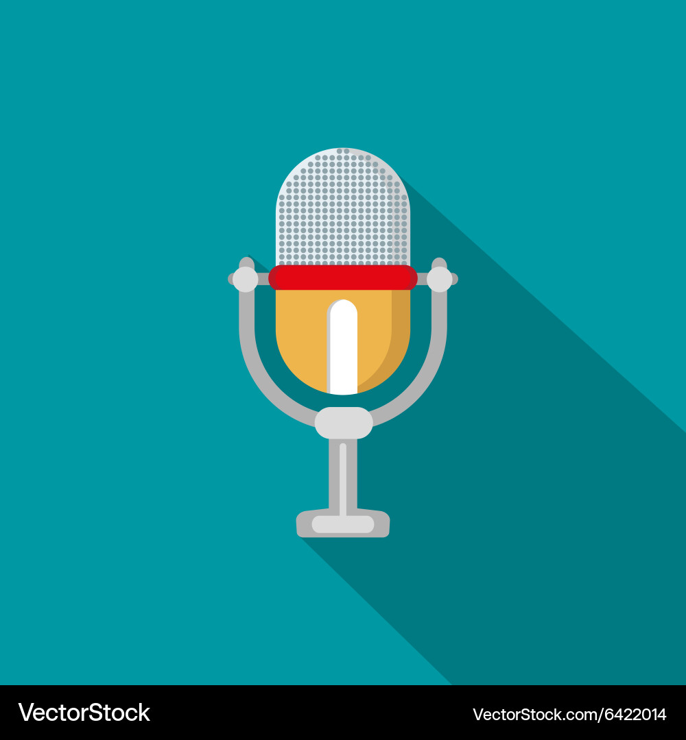 Flat modern design with shadow icon microphone vector image