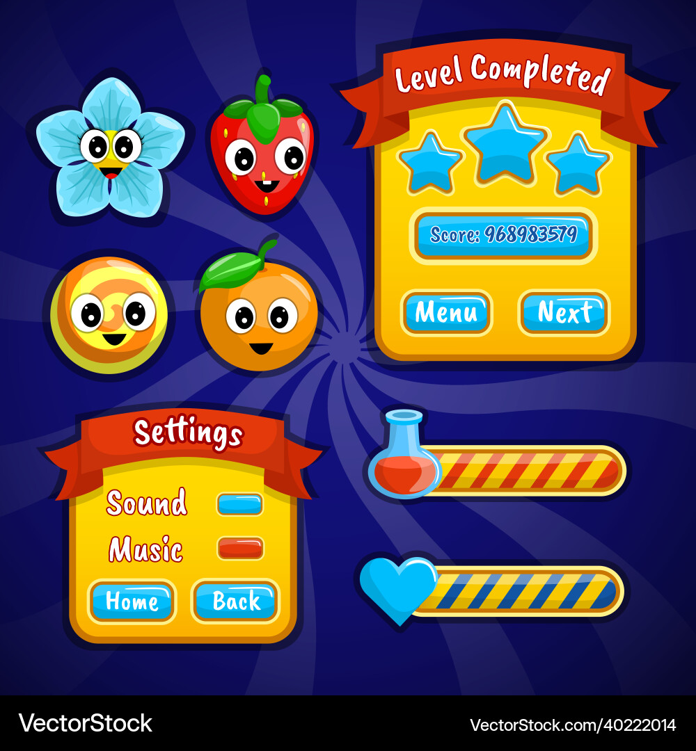 Game template gui kit interface log in page Game template gui kit interface log in page vector image