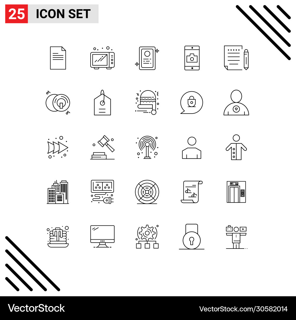 Group 25 lines signs and symbols for write Vector Image