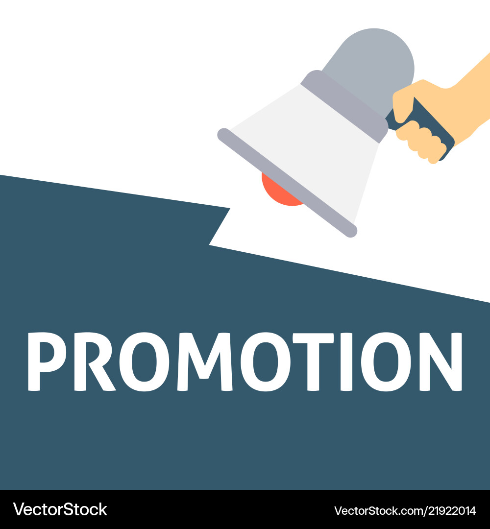 Hand holding megaphone with promotion announcement Hand holding megaphone with promotion announcement vector image