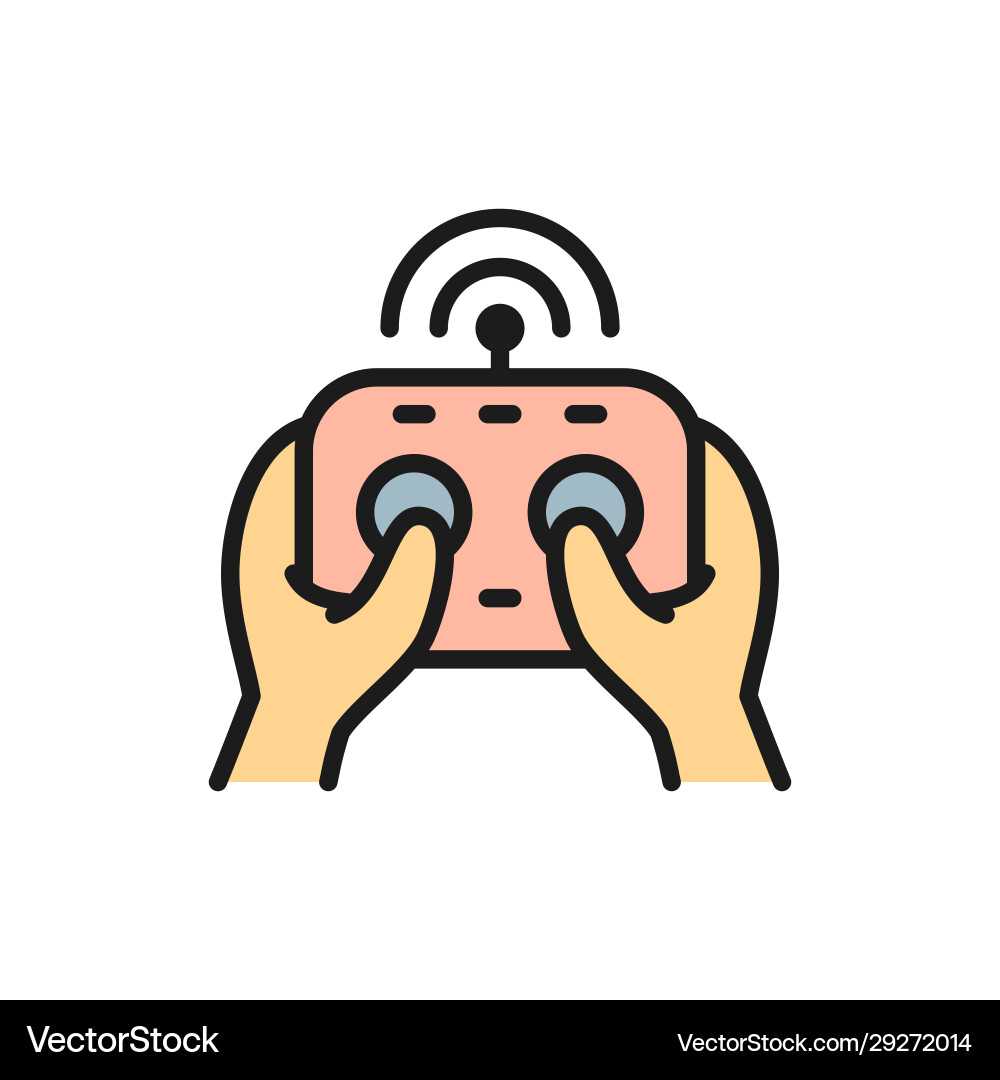 Hands hold remote controller control panel Hands hold remote controller control panel vector image
