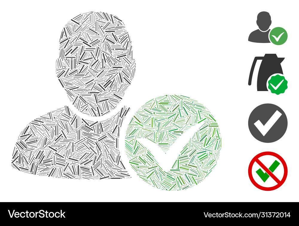 Hatch valid user icon mosaic Hatch valid user icon mosaic vector image