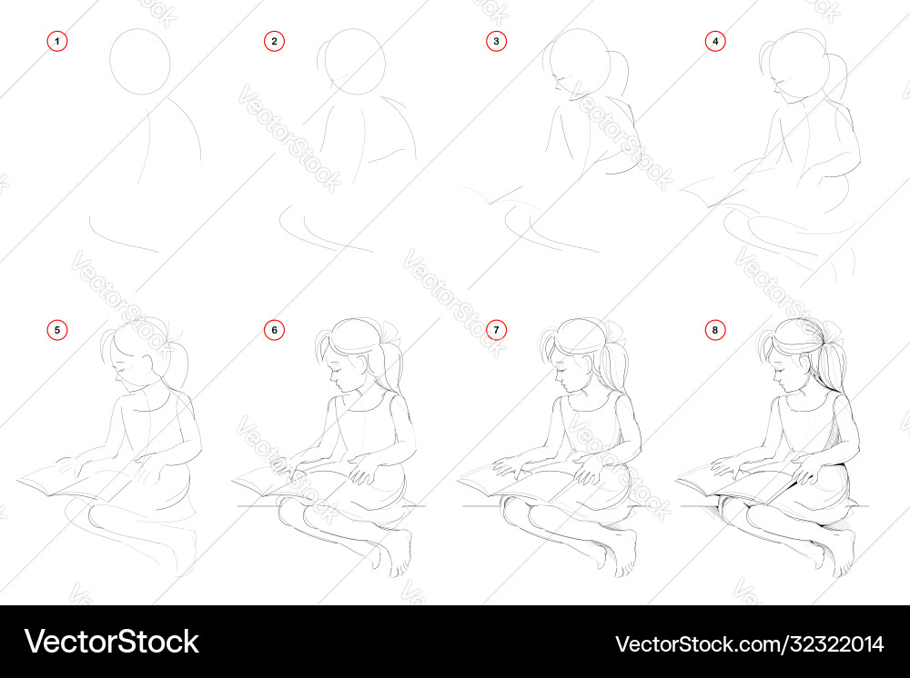 How to draw step-wise sketch beautiful little How to draw step-wise sketch beautiful little vector image