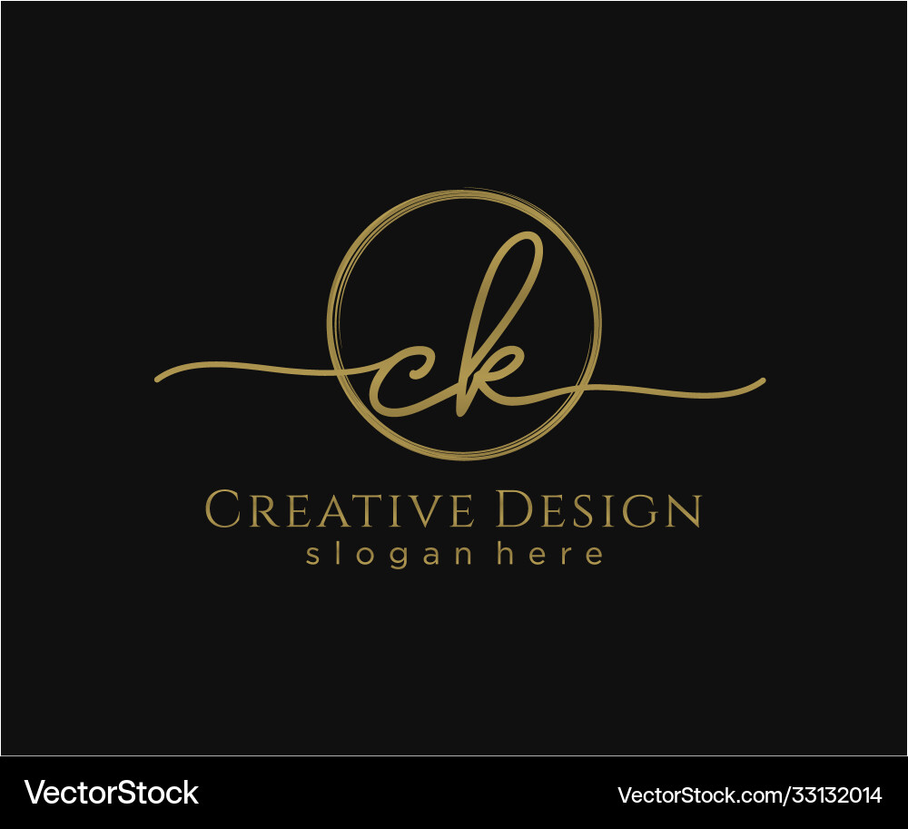 Initial ck handwriting logo with circle template – Royalty-Free Vector ...