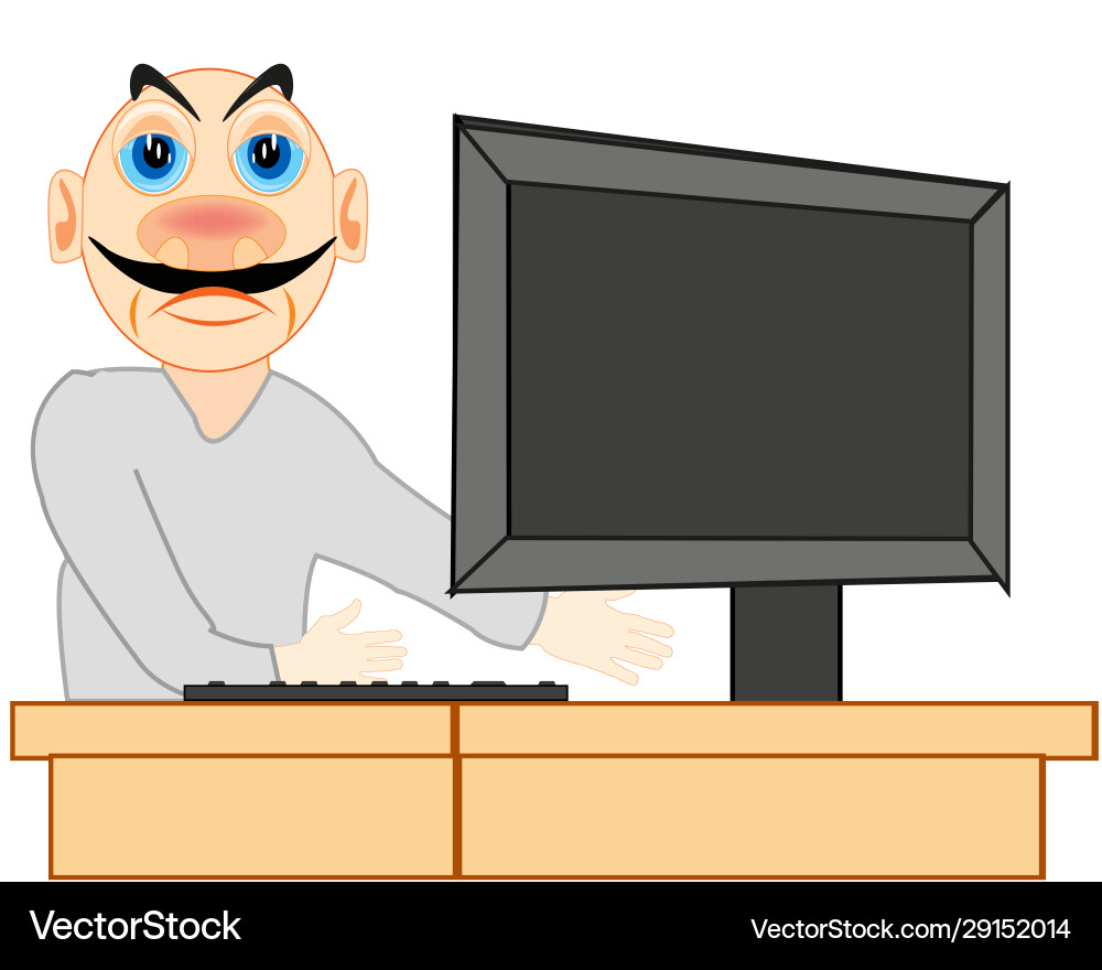 Person working for computer Vector Image